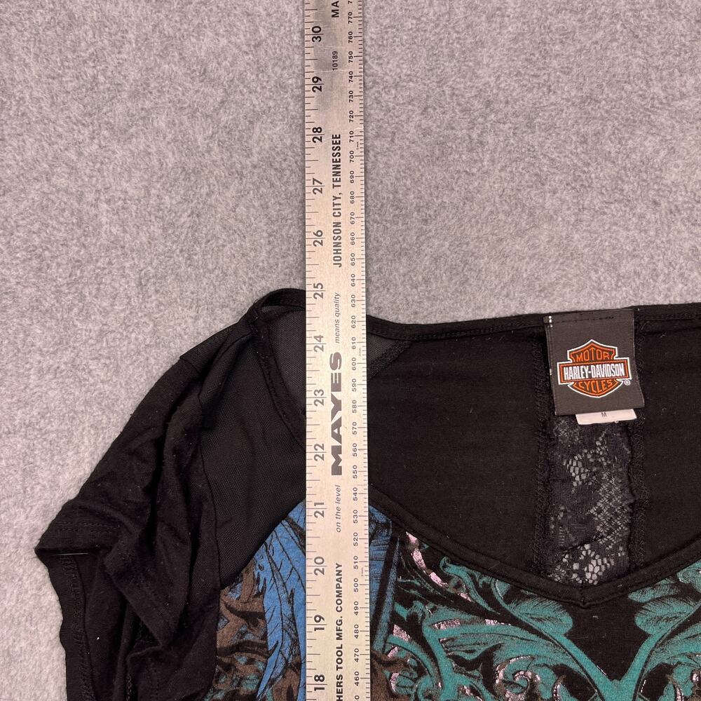 Vintage Harley-Davidson T-Shirt Womens Medium Black Rhinestones Embellished USA - Picture 10 of 11